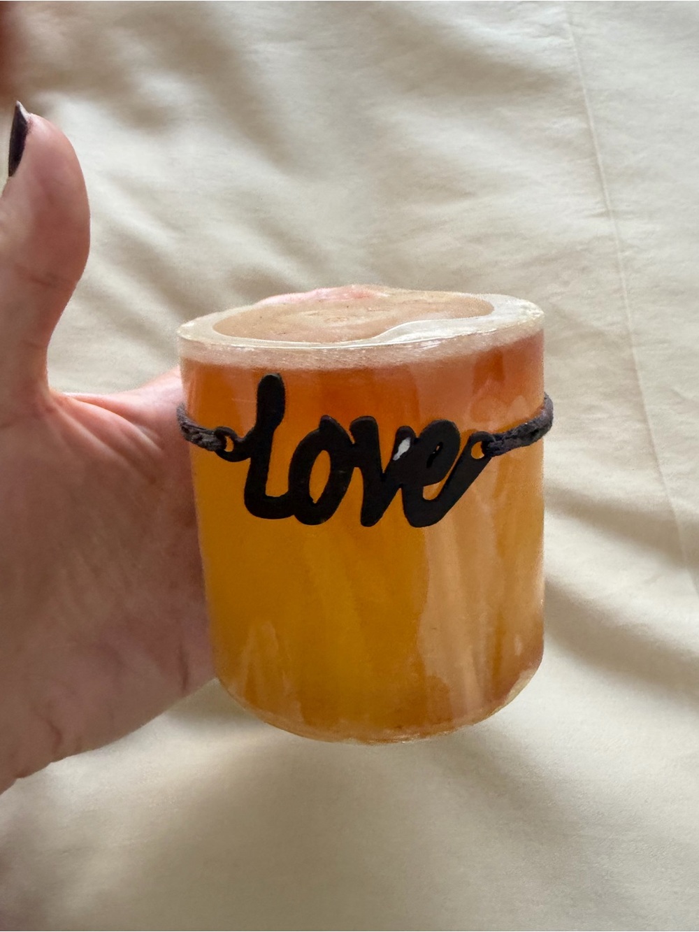 🗽Amber 'Love' Decorative Votive Candle